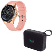 COMBO SMARTWATCH FTX ROSA GOLD + PARLANTE FTX NEGRO